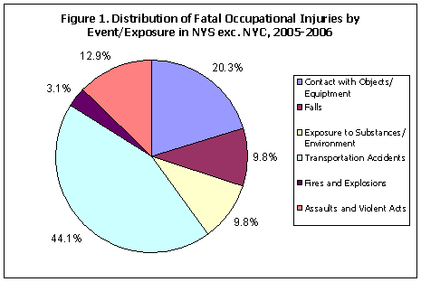 pie chart showing causes of occupational fatalities